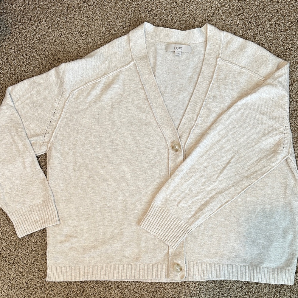 LOFT Women's Light Beige Cardigan